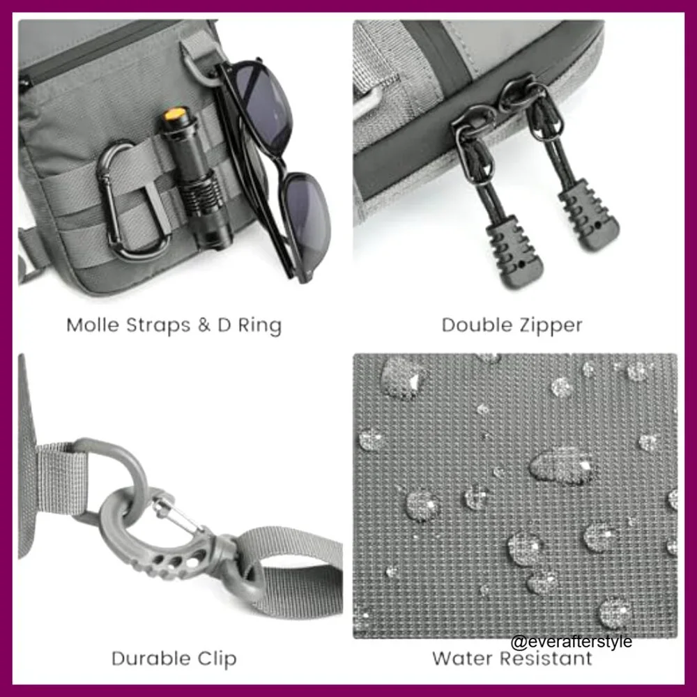 Tactical Crossbody Sling Bag Waterproof Nylon Mini EDC Shoulder Bag Compact - Picture 6 of 7